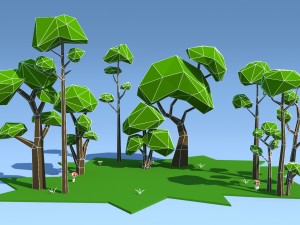 low poly trees pack 3D Model