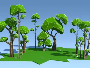 low poly trees pack 3D Model