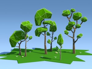 low poly trees pack 3D Model