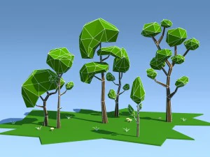 low poly trees pack 3D Model