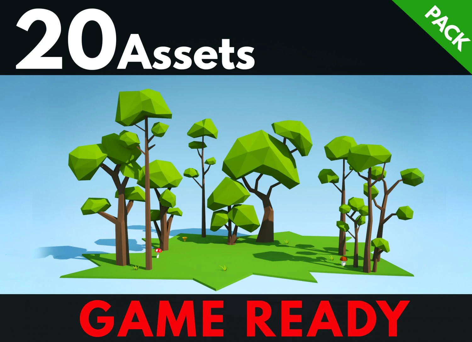 low poly trees pack 3D Model .c4d .max .obj .3ds .fbx .stl .blend 