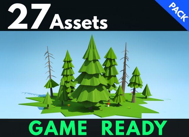 low poly fir trees Model 3D .c4d .max .obj .3ds .fbx .stl .blend 