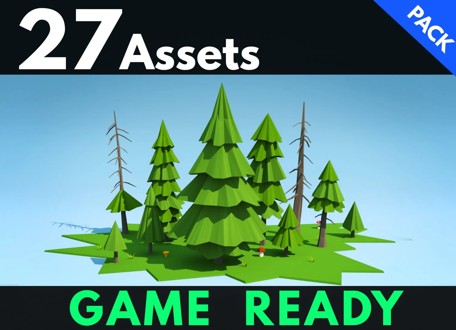 low poly fir trees 3D Model .c4d .max .obj .3ds .fbx .stl .blend