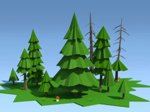 low poly fir trees 3D Model