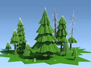 low poly fir trees 3D Model
