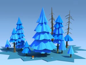 low poly fir trees 3D Model