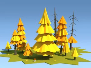 low poly fir trees 3D Model