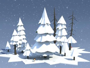 low poly fir trees 3D Model