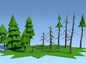 low poly fir trees 3D Model