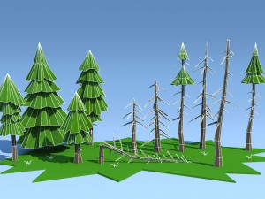 low poly fir trees Model 3D