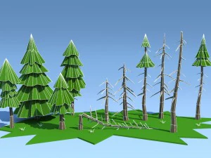 low poly fir trees 3D Model