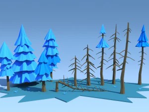 low poly fir trees 3D Model