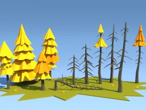 low poly fir trees 3D Model