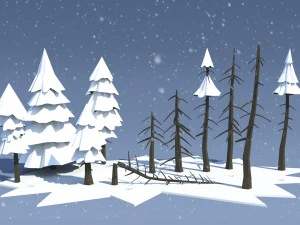 low poly fir trees 3D Model