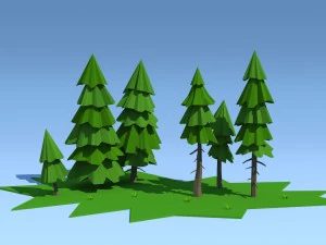 low poly fir trees 3D Model