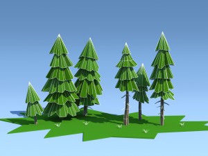 low poly fir trees Model 3D