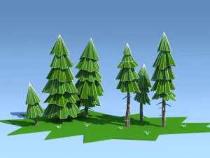 low poly fir trees 3D Model