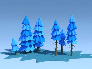 low poly fir trees 3D Model