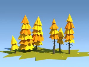 low poly fir trees 3D Model