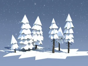 low poly fir trees 3D Model