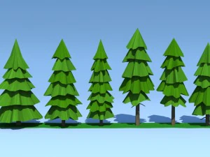 low poly fir trees 3D Model