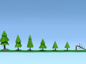 low poly fir trees 3D Model