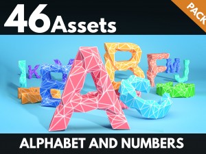 low poly alphabet and numbers 3D Models