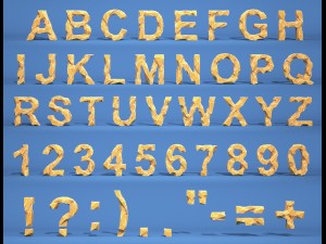 low poly alphabet and numbers 3D 模型