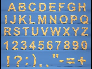 low poly alphabet and numbers 3D Model