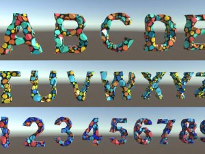 low poly alphabet and numbers 3D Model