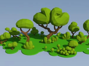 trees and bushes 3D Model