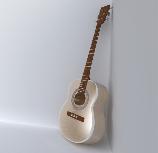 steel string guitar 3D Model .c4d .max .obj .3ds .fbx .stl .blend 