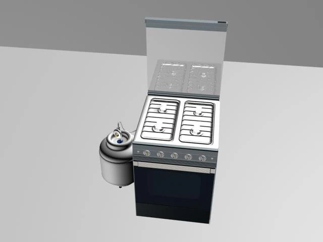 old gas stove 3D Model .c4d .max .obj .3ds .fbx .stl .blend 