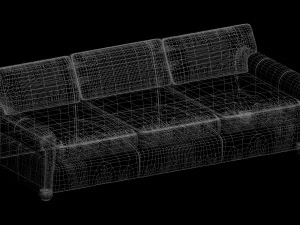 leather triple sofa 3D Model