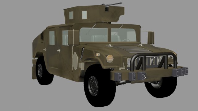 humvee military jeep with a machine Modèle 3D .c4d .max .obj .3ds .fbx .stl .blend 