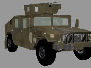 humvee military jeep with a machine Model 3D