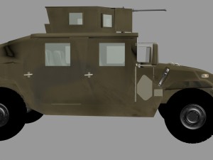 humvee military jeep with a machine Modèle 3D