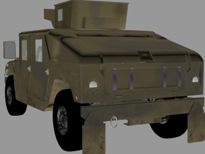 humvee military jeep with a machine Modèle 3D