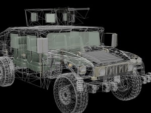 humvee military jeep with a machine Modèle 3D
