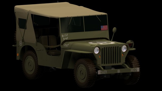 jeep willys 3D Model .c4d .max .obj .3ds .fbx .stl .blend 