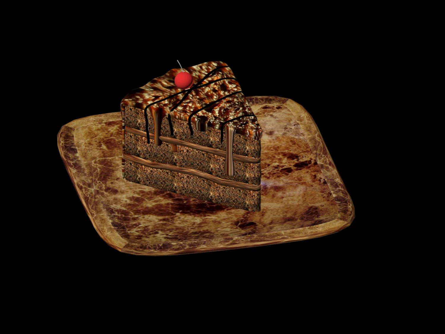 slice of chocolate cake 3D Model .c4d .max .obj .3ds .fbx .stl .blend 