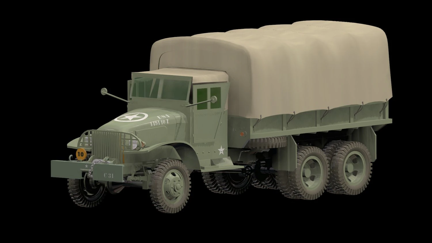 us army truck gmc cckw 353-a 3D Model .c4d .max .obj .3ds .fbx .stl .blend 