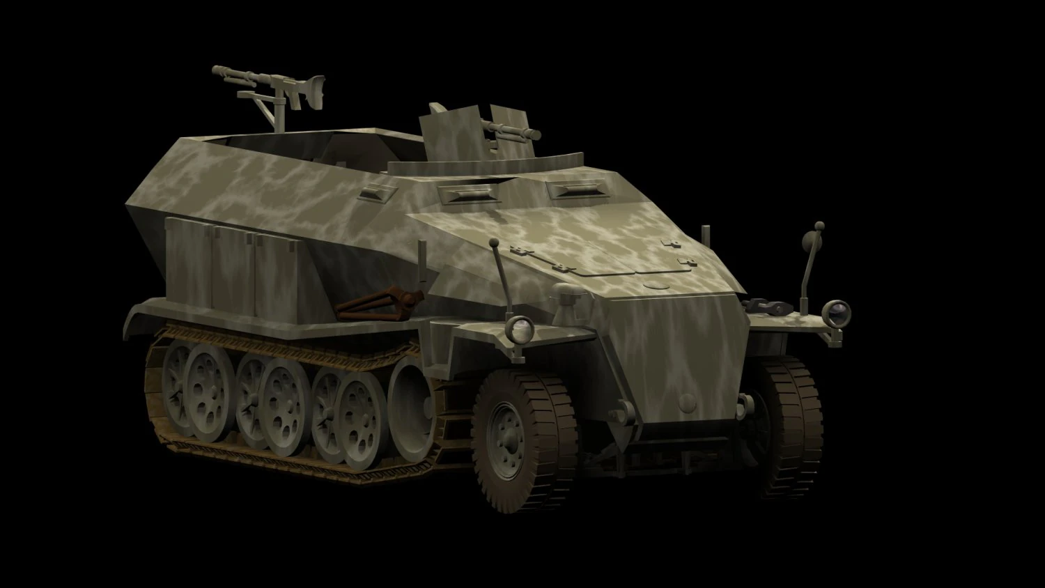 apc sd kfz 251 3D Model .c4d .max .obj .3ds .fbx .stl .blend 