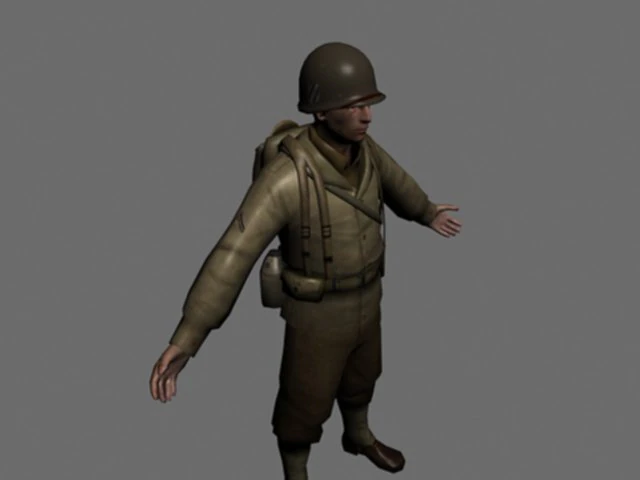 wwii american soldier 3D Model .c4d .max .obj .3ds .fbx .stl .blend 