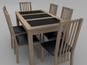 table and chair set  wood and slate 3D 模型