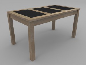 table and chair set  wood and slate 3D 模型