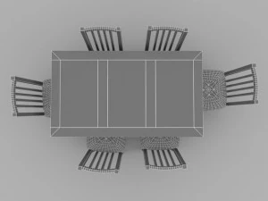 table and chair set  wood and slate 3D Model