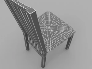 table and chair set  wood and slate 3D Model