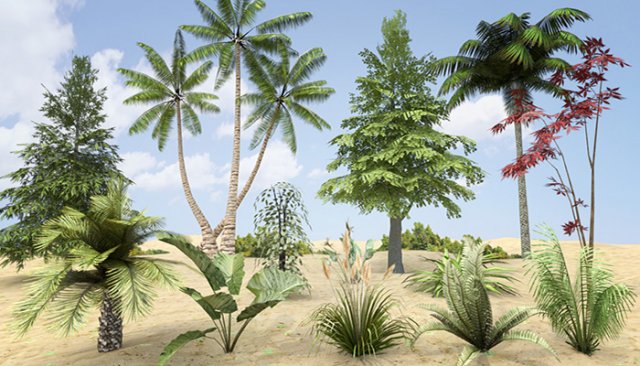 plants grass and trees pack Model 3D .c4d .max .obj .3ds .fbx .stl .blend 