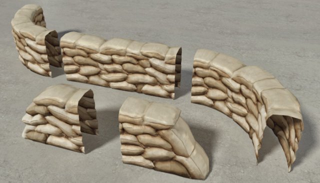sandbags wall construction kit Model 3D .c4d .max .obj .3ds .fbx .stl .blend 